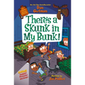 Children's paperback book with cartoon skunk, kids, and illustrated bedroom cover