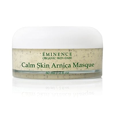 Eminence Calm Skin Arnica Masque jar, white cap with green label, 2 oz