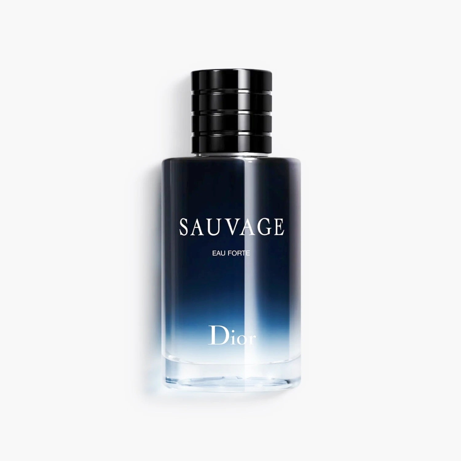 Dior Sauvage Eau Forte eau de parfum bottle, dark blue glass with black cap