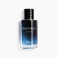 Christian Dior Sauvage eau de parfum bottle, black cap, blue-tinted glass