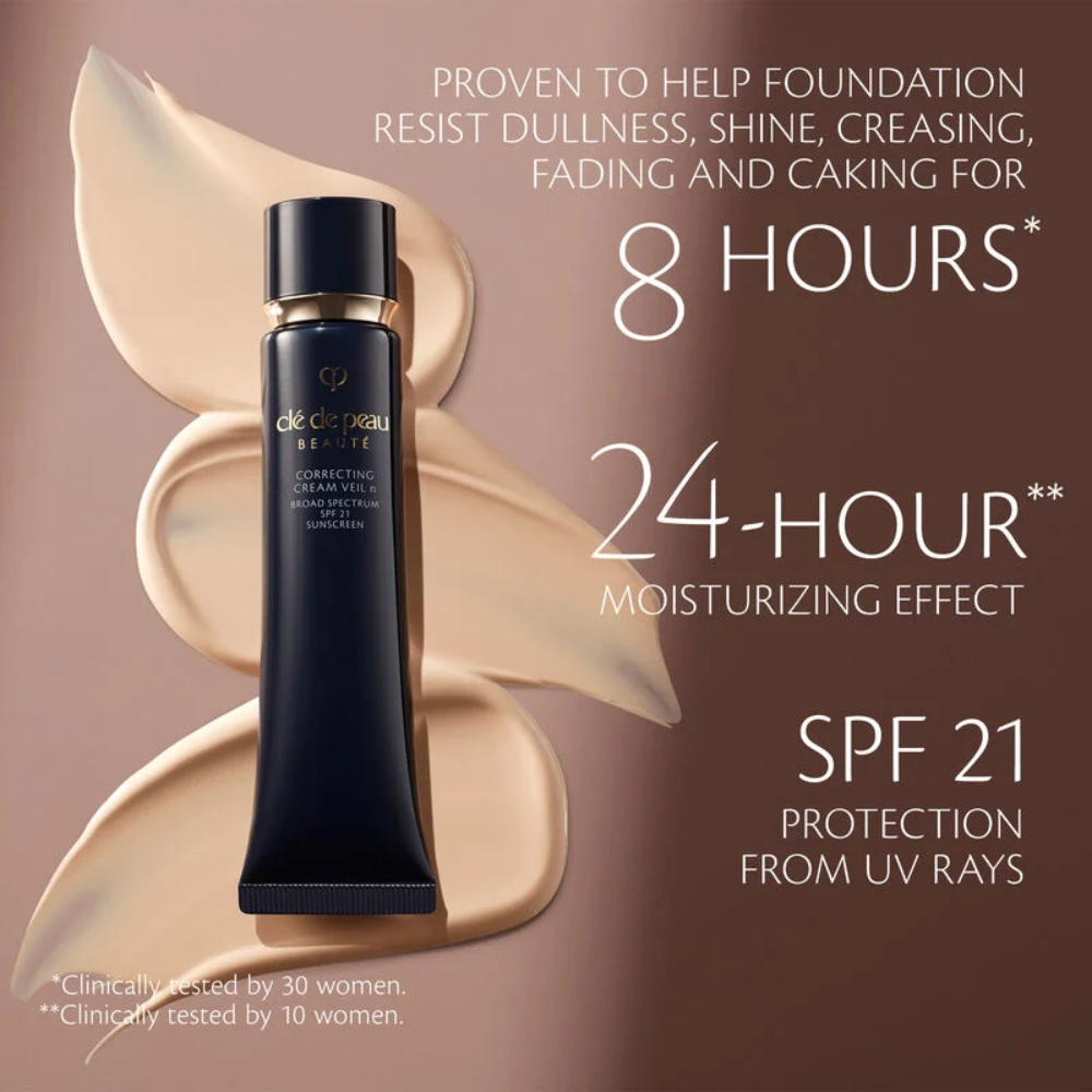 Clé de Peau Beauté correcting cream veil SPF25 sunscreen tube, dark navy with gold cap