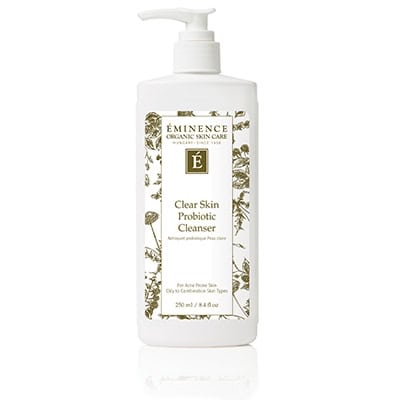 EMINENCE Clear Skin Probiotic Cleanser pump bottle, white plastic