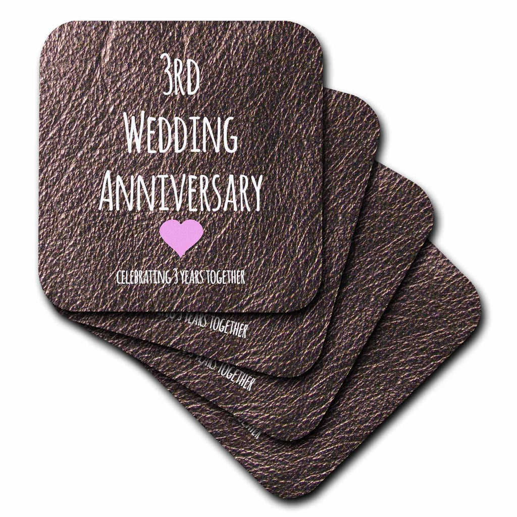 Coasters - InspirationzStore Occasions - 3rd Wedding Leather Celebrating 3 Years Together Third Anniversaries Three Yrs