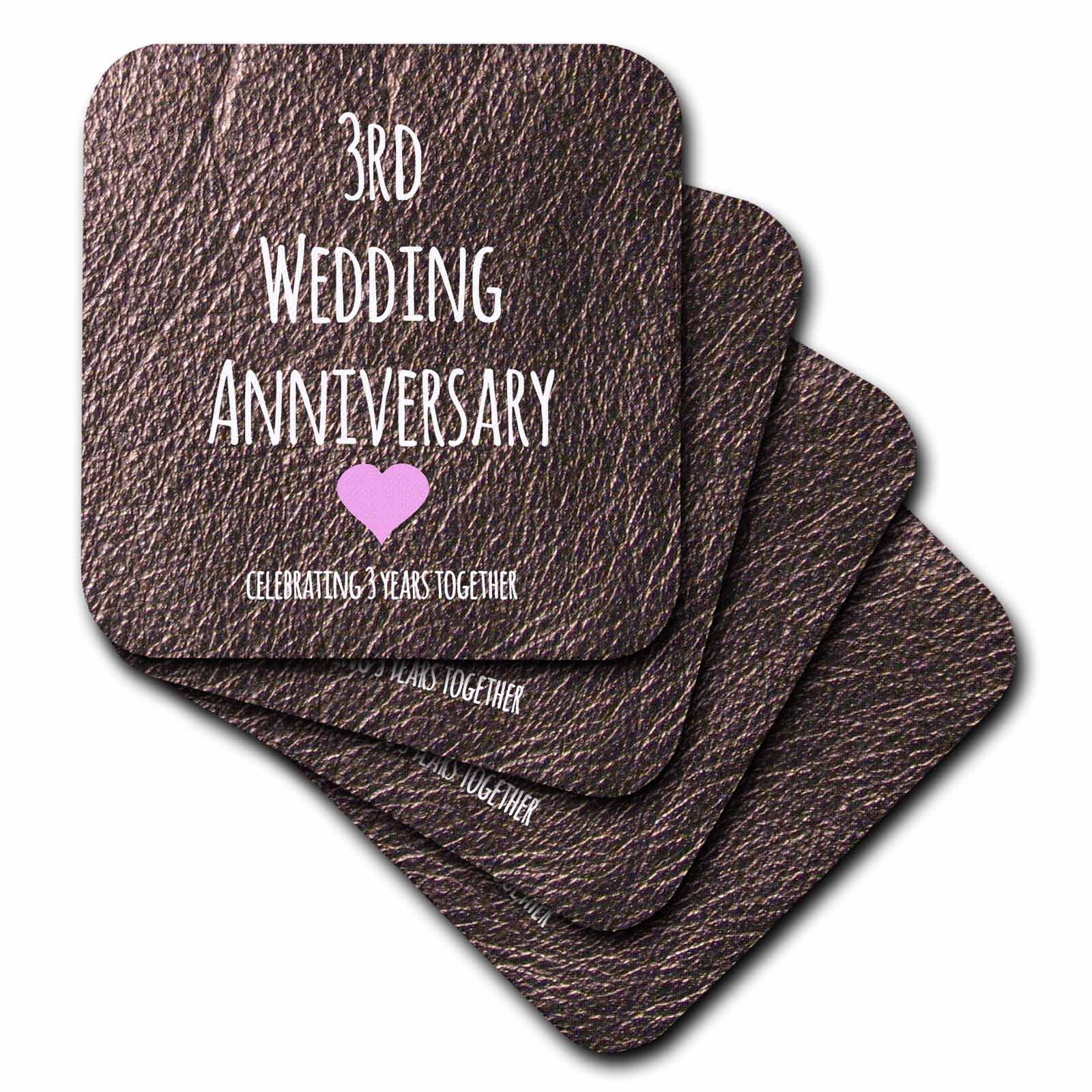Coasters - InspirationzStore Occasions - 3rd Wedding Leather Celebrating 3 Years Together Third Anniversaries Three Yrs
