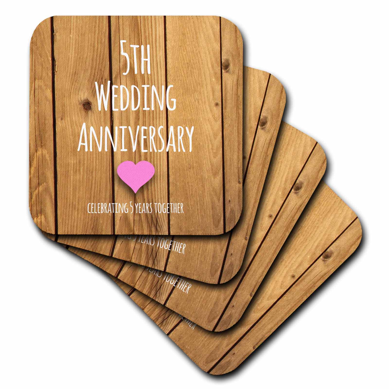 3dRose InspirationzStore Occasions - 5th Wedding Wood Celebrating 5 Years Together - Fifth Anniversaries Five yrs - Coasters (CST_154433)