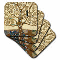 3dRose InspirationzStore Vintage Art - The Tree of Life 1909 by Gustav Klimt - Stylish Swirling Branches - Brown - fine Art Deco Swirls - Coasters (CST_155632)