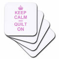 3dRose InspirationzStore Typography - Keep Calm and Quilt on - carry on quilting - Quilter gifts - pink fun funny humor humorous - Coasters (cst_157760)