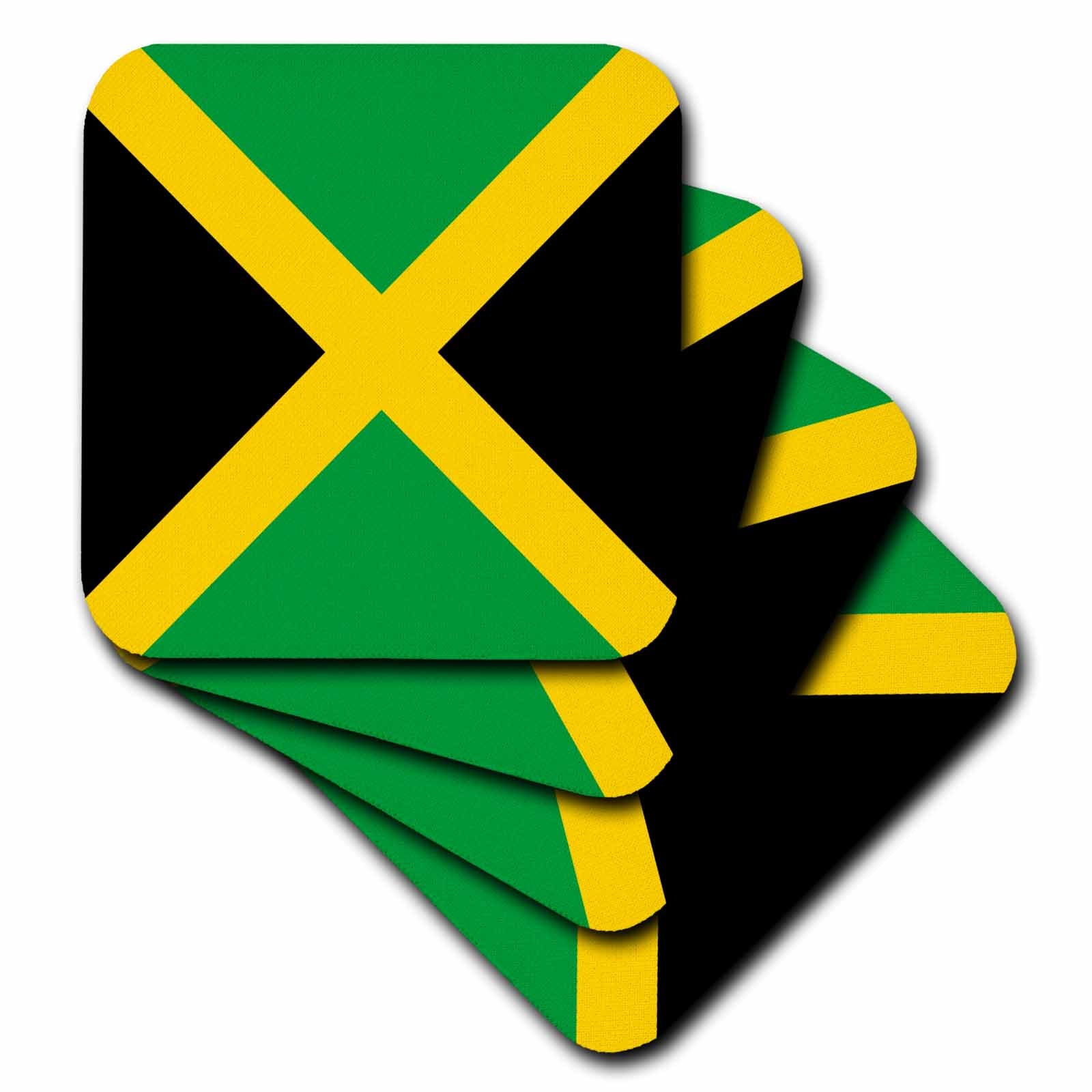 3dRose InspirationzStore Flags - Flag of Jamaica square - Caribbean Jamaican green black with yellow gold saltire cross - The Cross - Coasters (cst_158342)