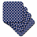 3dRose Janna Salak Designs Contemporary Patterns - Quatrefoil Pattern Navy Blue and White with Red Accent - Coasters (CST_165919)