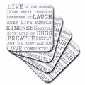 3dRose PS Inspirations - Inspirational Words Black and White Text - Coasters (cst_179040)