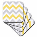 3dRose InspirationzStore Chevron Patterns - Yellow and Grey Chevron zig zag pattern - gray white zigzag stripes - Coasters (cst_179795)