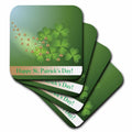 3dRose Beverly Turner St Patrick Day Design - Beautiful Green and Gold Shamrocks, Happy St. Patricks Day - Coasters (CST_180862)