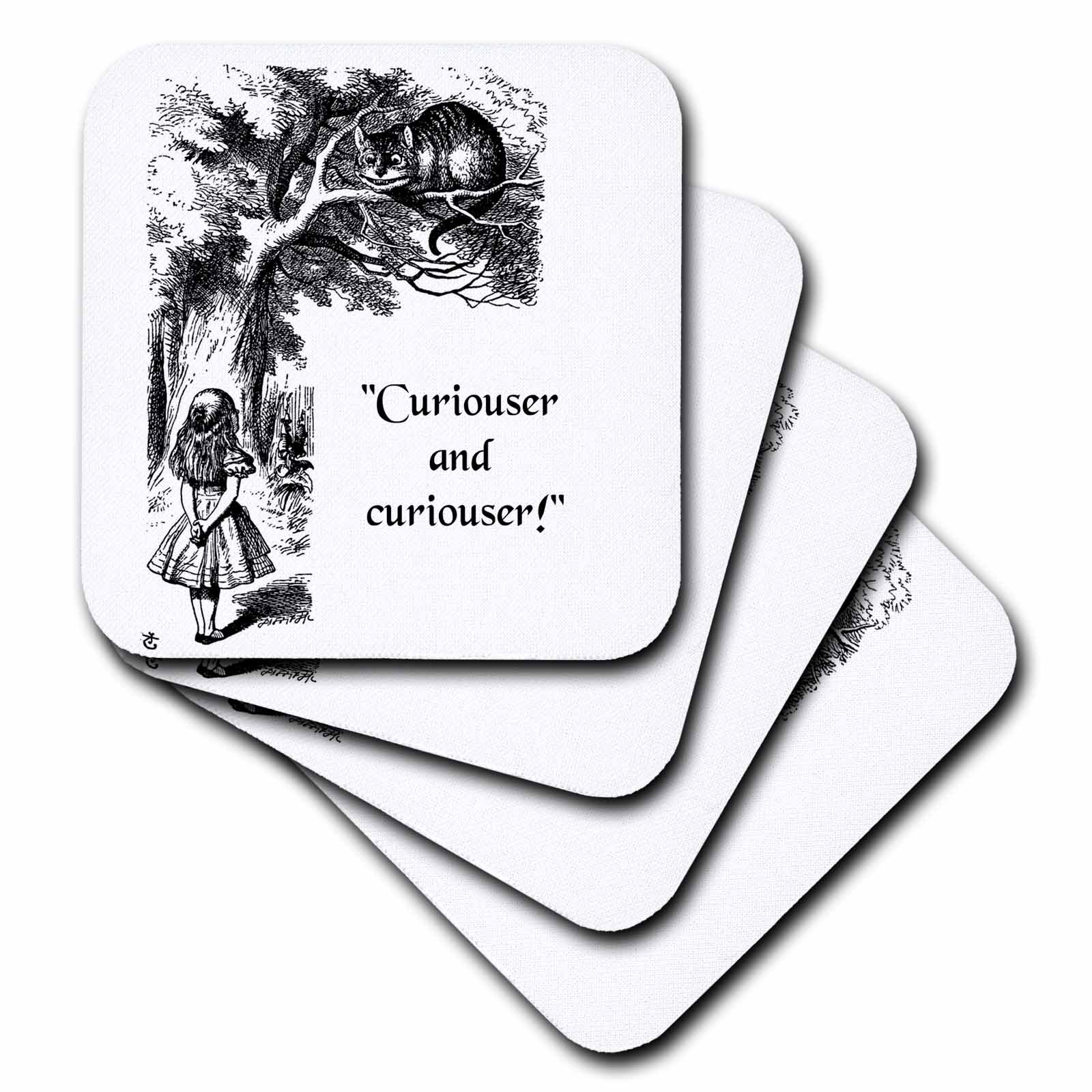 3dRose InspirationzStore Vintage Art - Curiouser and curiouser - Alice in Wonderland Lewis Carroll quote - Coasters (cst_193785)