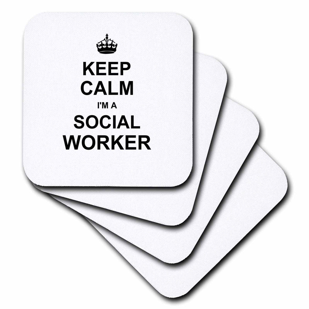 3dRose InspirationzStore Typography - Keep Calm Im a Social Worker - job pride - funny profession work gift - Coasters (cst_194473)