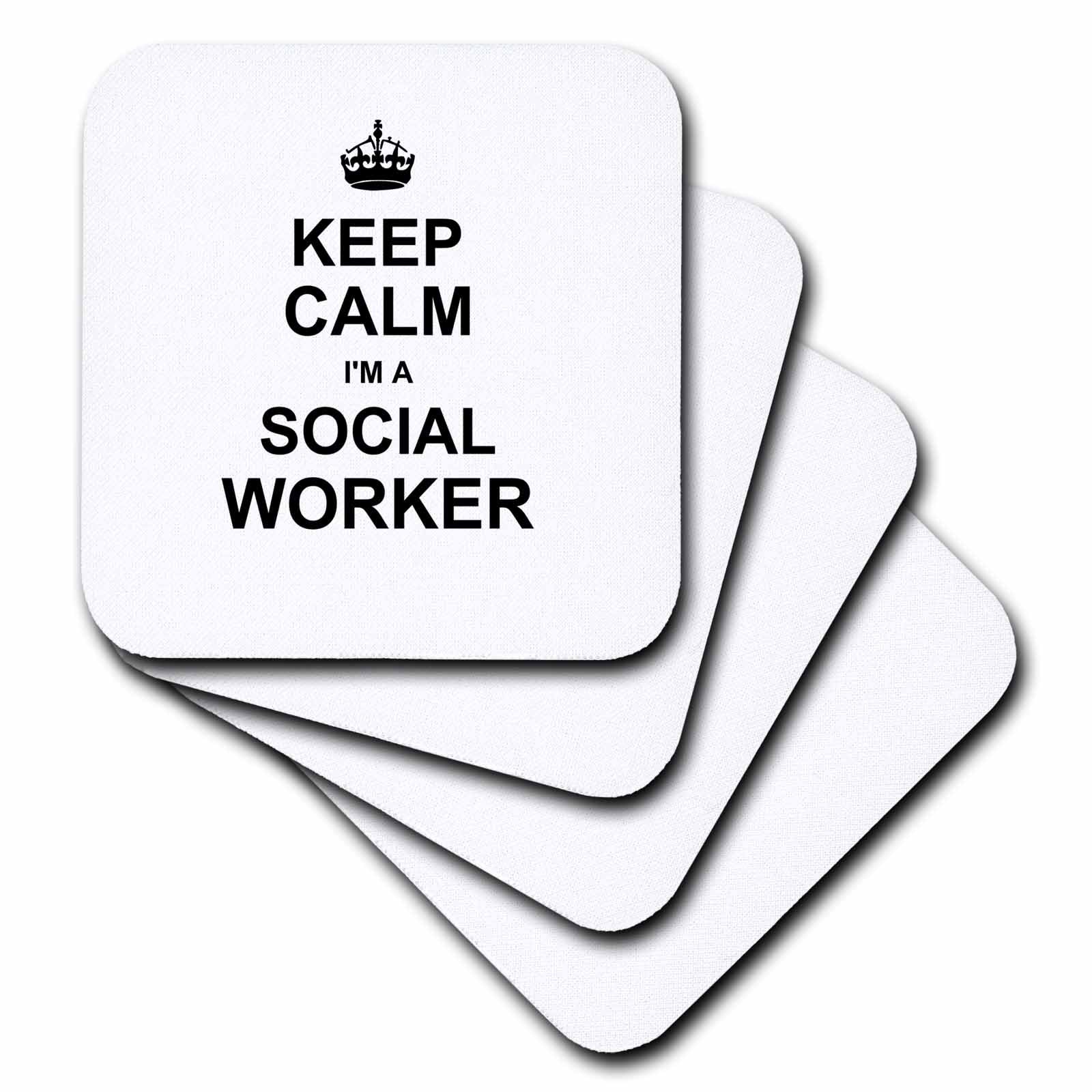 3dRose InspirationzStore Typography - Keep Calm Im a Social Worker - job pride - funny profession work gift - Coasters (cst_194473)