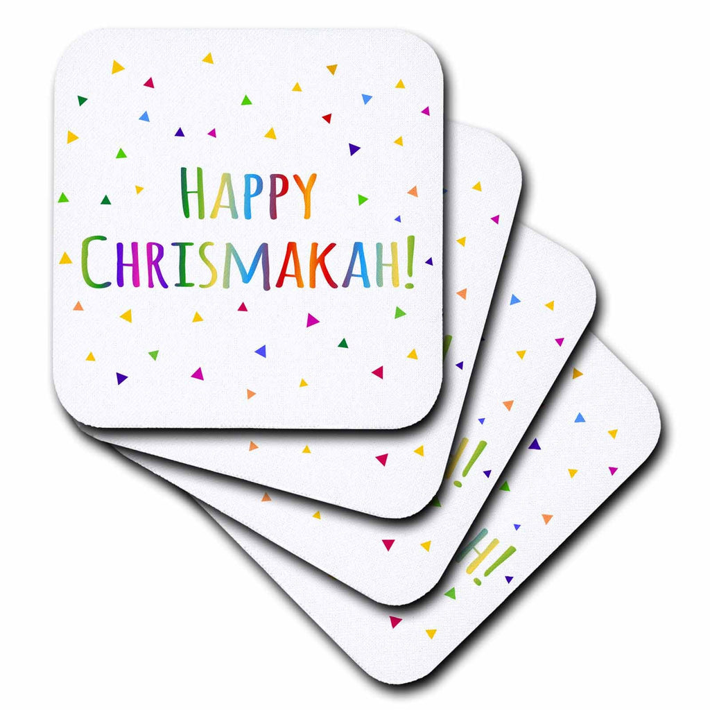 3dRose InspirationzStore Occasions - Happy Chrismakkah - joint Christmas and Hanukkah holiday blessing - Coasters (cst_202086)