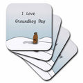 3dRose Florene - Humor - Print of I Love Groundhog Day Cartoon - Coasters (cst_204327)