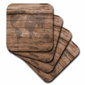 3dRose Florene - Maps Of World In Exotic Form - Print of Map Of World On Wood - Coasters (cst_205047)