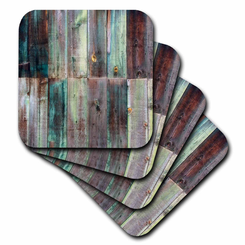 3dRose Anne Marie Baugh - Textures - Photograph Of Turquoise and Brown Distressed Wood - Coasters (cst_213532)