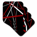 3dRose Taiche - New Media Art - Kaleidoscope - Red and White Stripes on A Black Background - Coasters (cst_214093)