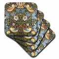 3dRose Russ Billington Patterns - William Morris Strawberry Thief Pattern - Coasters (cst_219390)