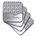 3dRose Beverly Turner Christmas Design - Pretty Silver Christmas Ornaments, Merry Christmas - Coasters (cst_220561)