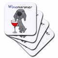 3dRose All Smiles Art Pets - Funny Weimaraner Dog Drinking Red Wine is WINEmaraner - Coasters (CST_245395)