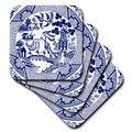 3dRose Russ Billington Designs - Willow Pattern Detail in Blue and White - Coasters (cst_262242)