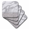 3dRose Uta Naumann Faux Glitter Pattern - Luxury Grey Silver Gem Stone Marble Glitter Metallic Faux Print - Coasters (cst_268850)
