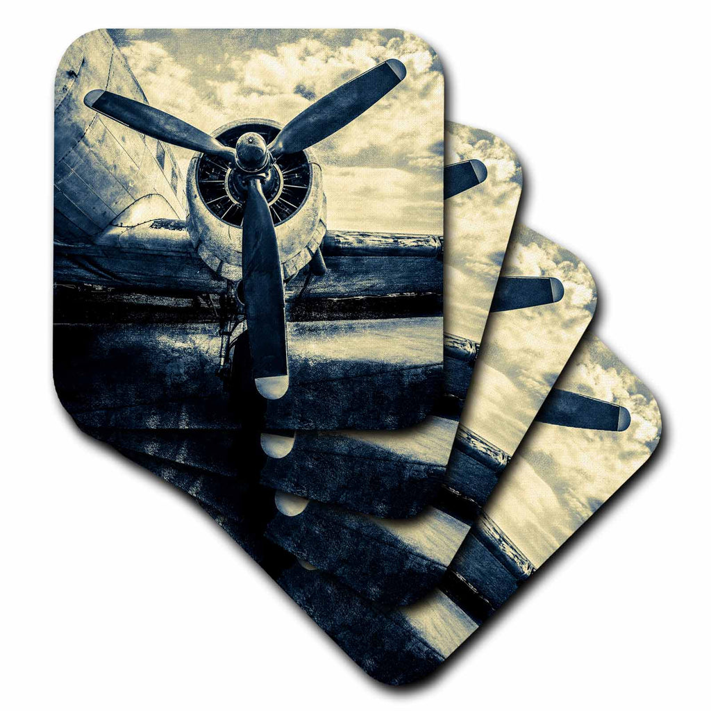 3dRose Alexis Photography - Transport Air - Abstracts of aviation - Propeller of an old aircraft. Stylized photo - Coasters (cst_271981)
