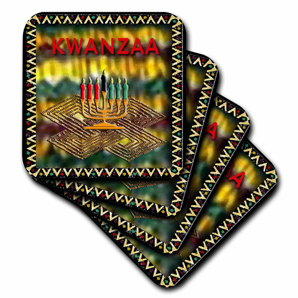 3dRose Beverly Turner Kwanzaa - Candle of Kwanzaa - Coasters (CST_27333)