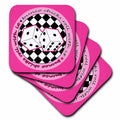 3dRose Janna Salak Designs Bunco - Bunco Chicks Roll With It Pink - Coasters (cst_28502)