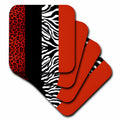 3dRose Janna Salak Designs Prints and Patterns - Red, Black, Orange and White Animal Print - Leopard and Zebra - Coasters (CST_35438)