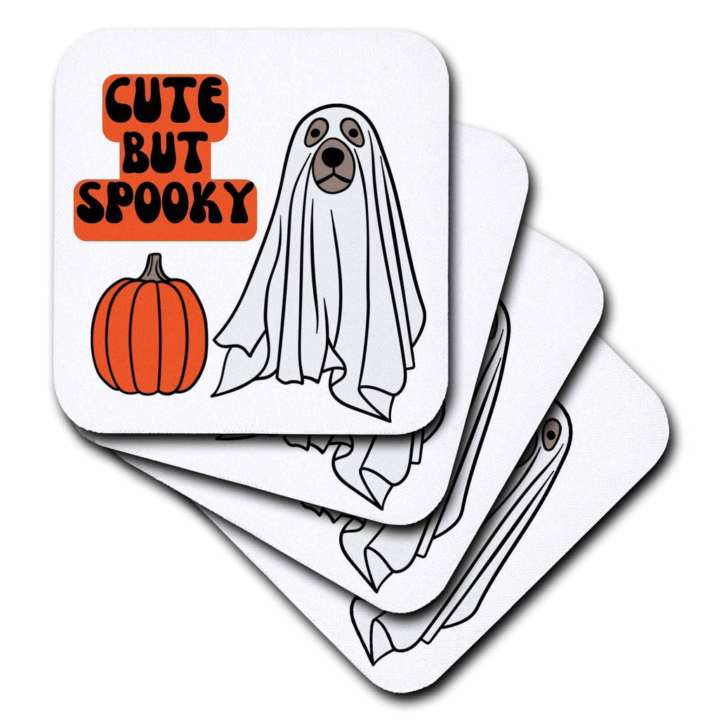 3dRose 3dRose - Rosette - Halloween Fall - Cute But Spooky Halloween Dog - Coasters (cst-372177)