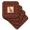 3dRose Doreen Erhardt Animal Print Collection - Giraffe Print with Giraffe - Coasters (cst_38689)