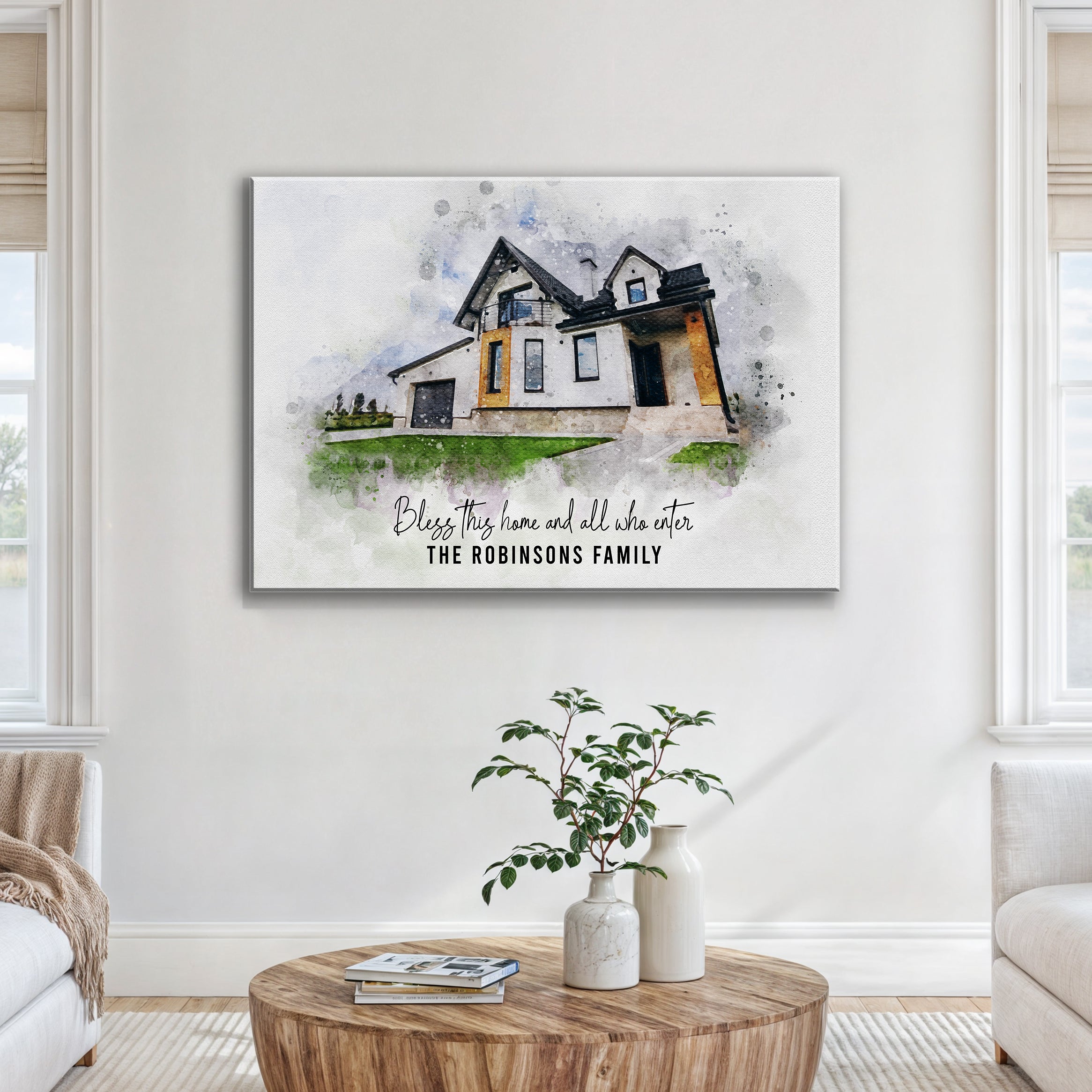 Custom House Watercolor Portrait