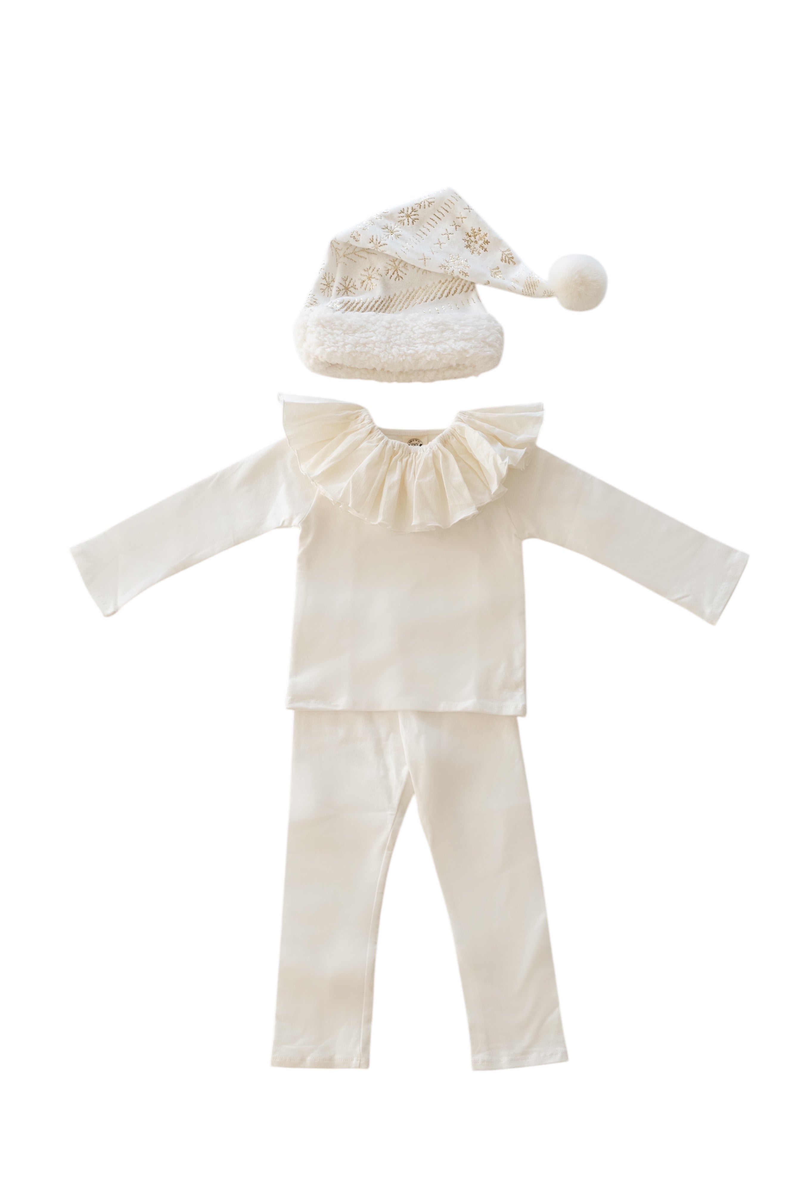 White Holiday Elf Pajama Costume-Christmas Gift for Kids - Cozy Cotton Stocking Stuffer