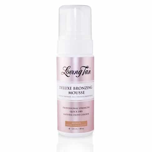 Deluxe bronzing mousse bottle, Loving Tan brand, Medium tanning shade