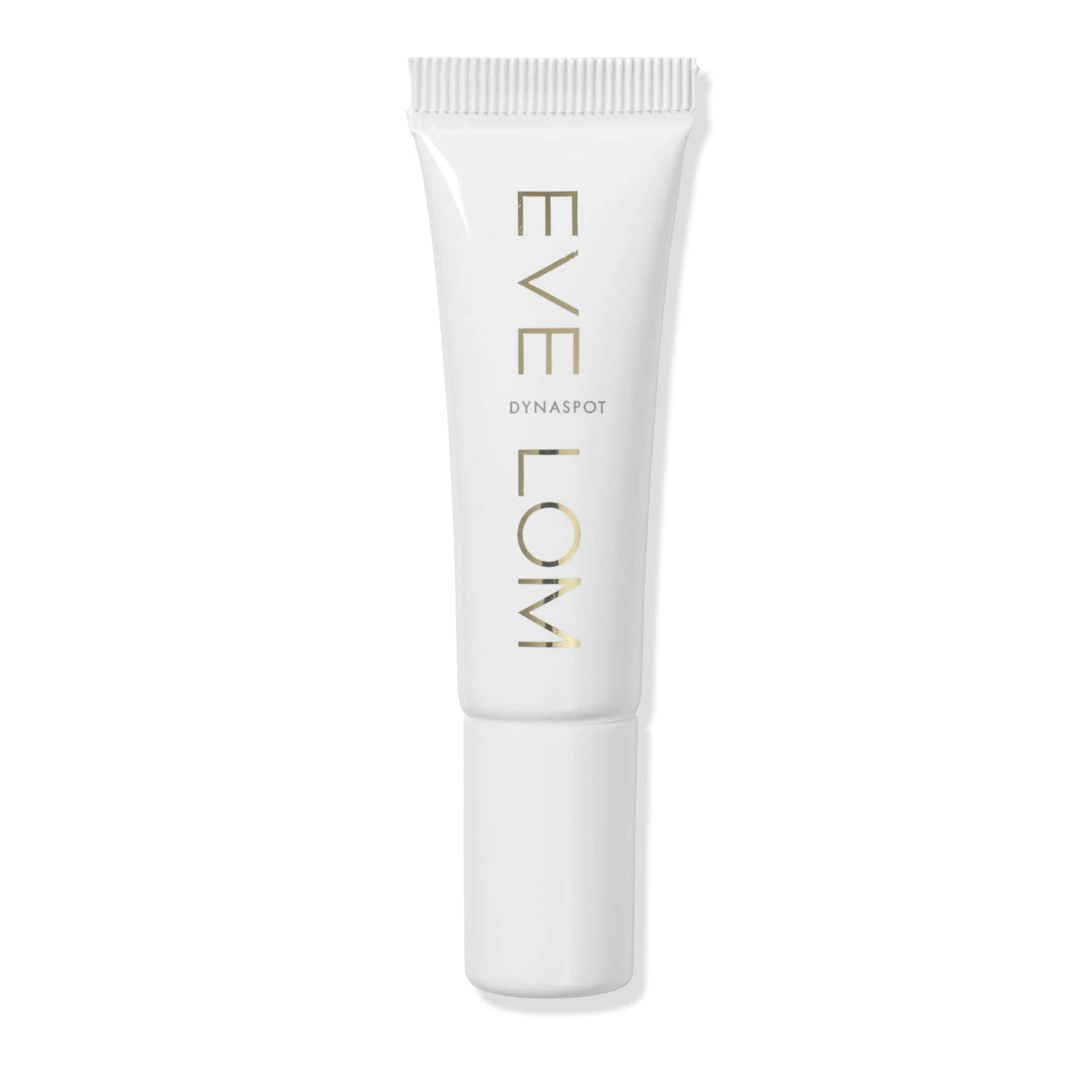 eve lom spot treatment tube, white squeeze container with gold text and cap
