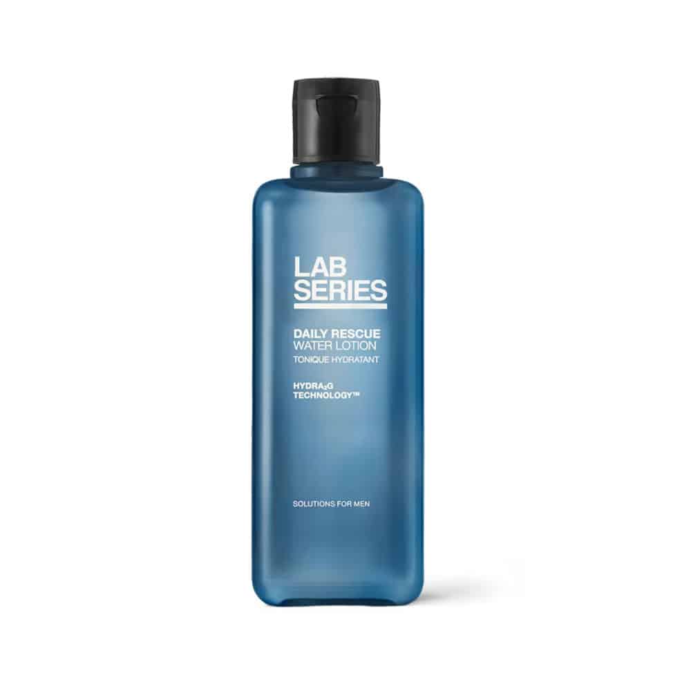 Lab Series Daily Rescue water lotion bottle, blue with cap