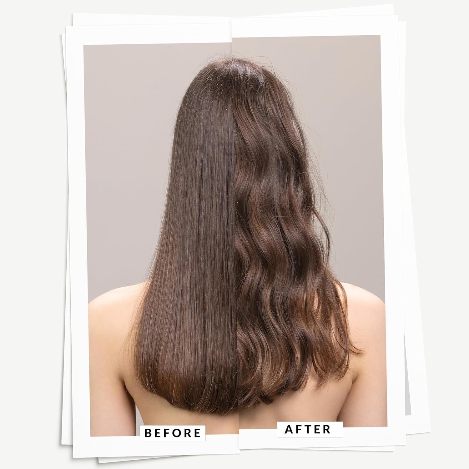 Dry texturizing finishing spray effect on dark wavy hair, back view shown
