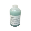 MINU shampoo bottle, 250 mL, teal liquid, white label with Davines logo