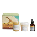 Davines NOUNOU hair care holiday set with box, shampoo, conditioner jar, and oil drops