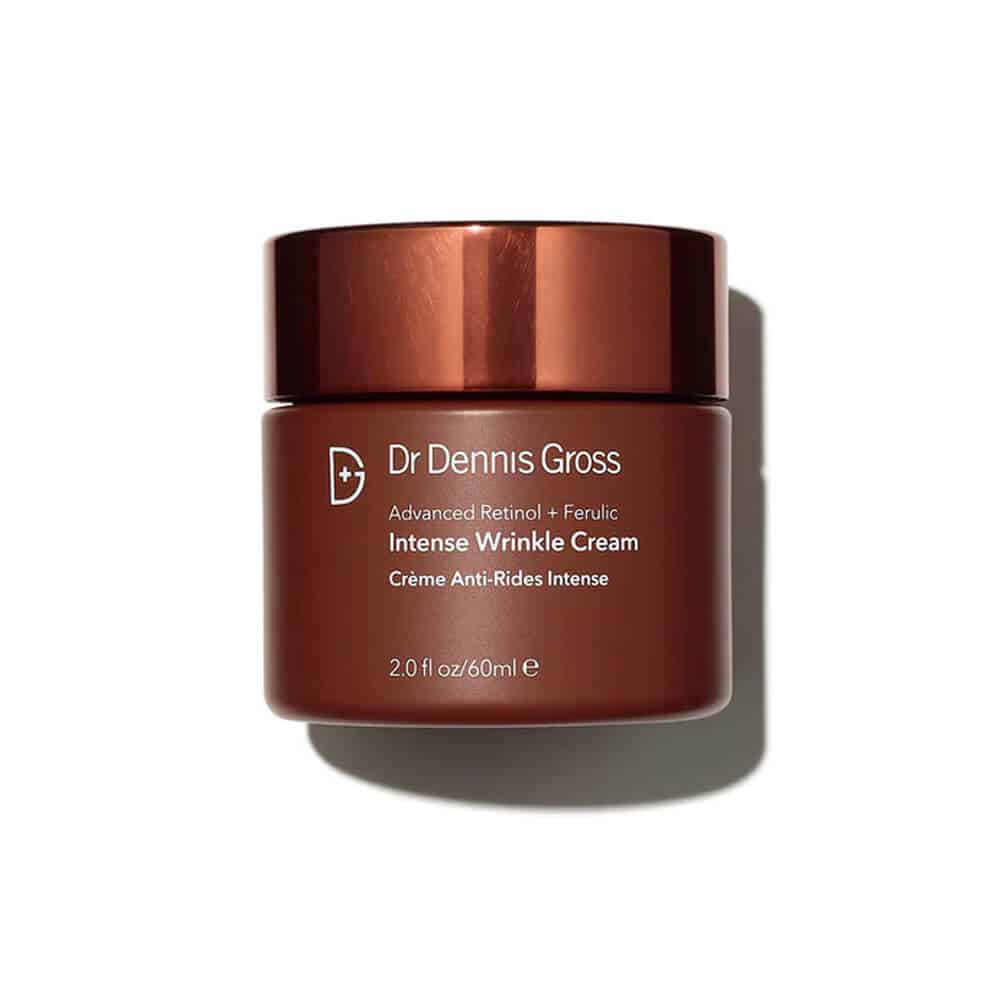 Dr. Dennis Gross wrinkle cream jar, brown round container with label, 2.0 fl oz