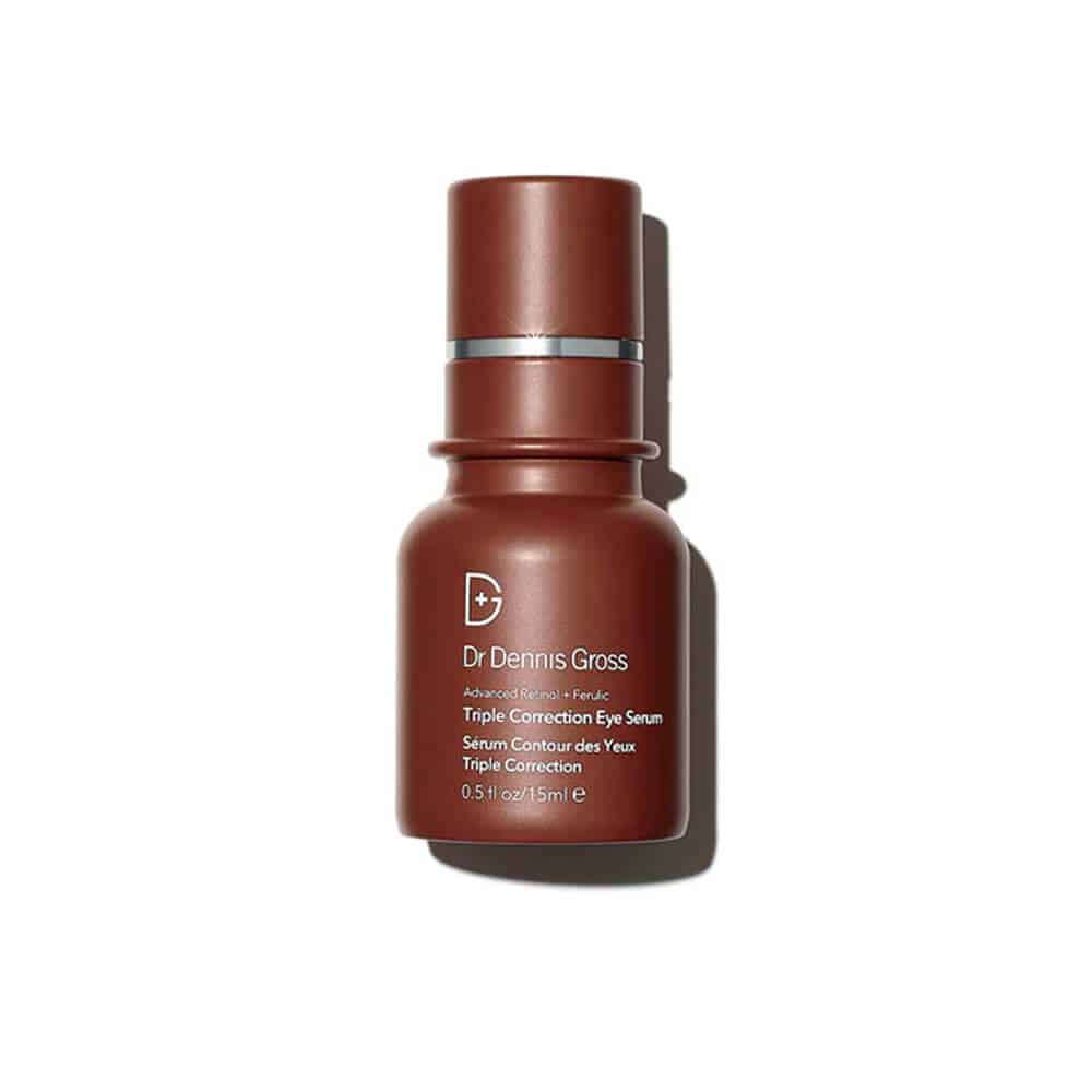 Dr. Dennis Gross eye serum bottle, dark brown with pump cap