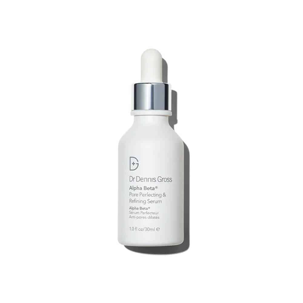 Dr. Dennis Gross Alpha Beta serum bottle with dropper and white cap
