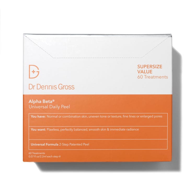 Dr. Dennis Gross Alpha Beta daily peel set box, orange and white front
