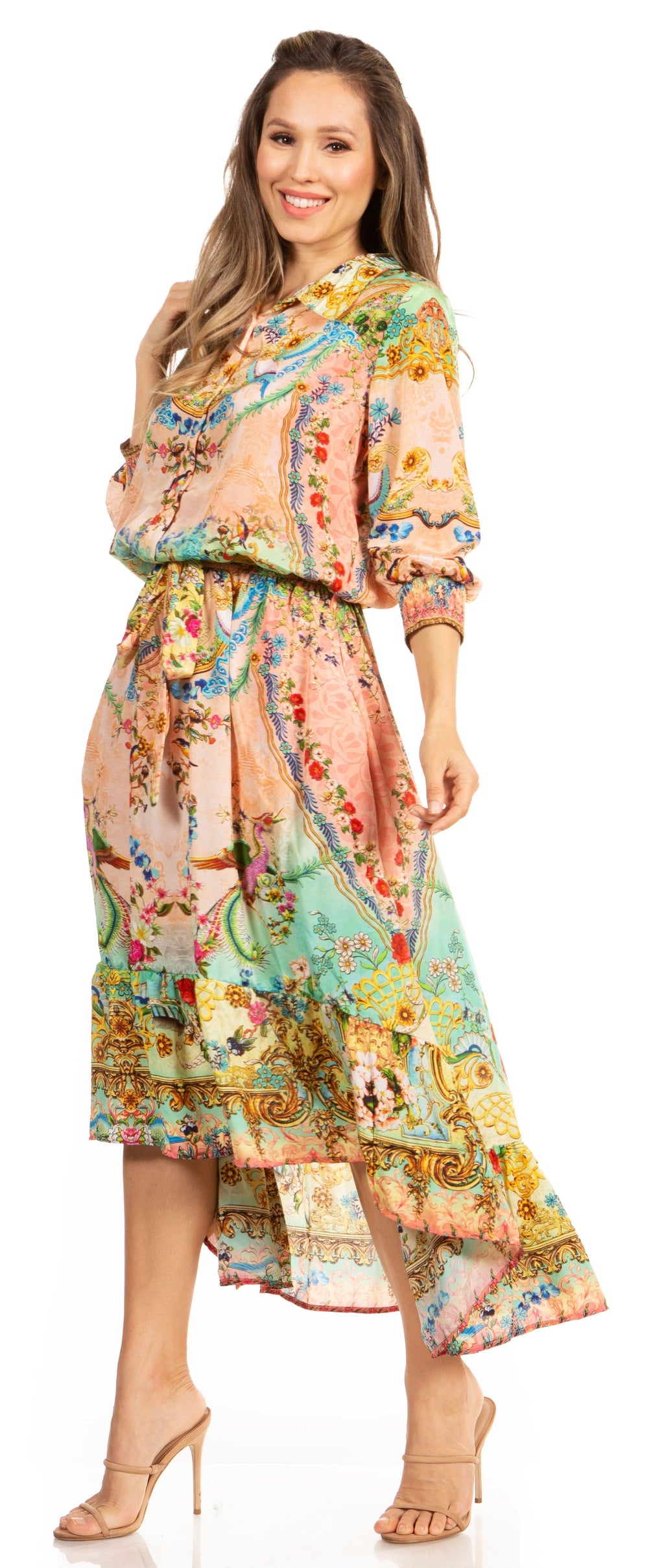 Sakkas Andreas Women's Maxi Dress with Ruffles and Buttons