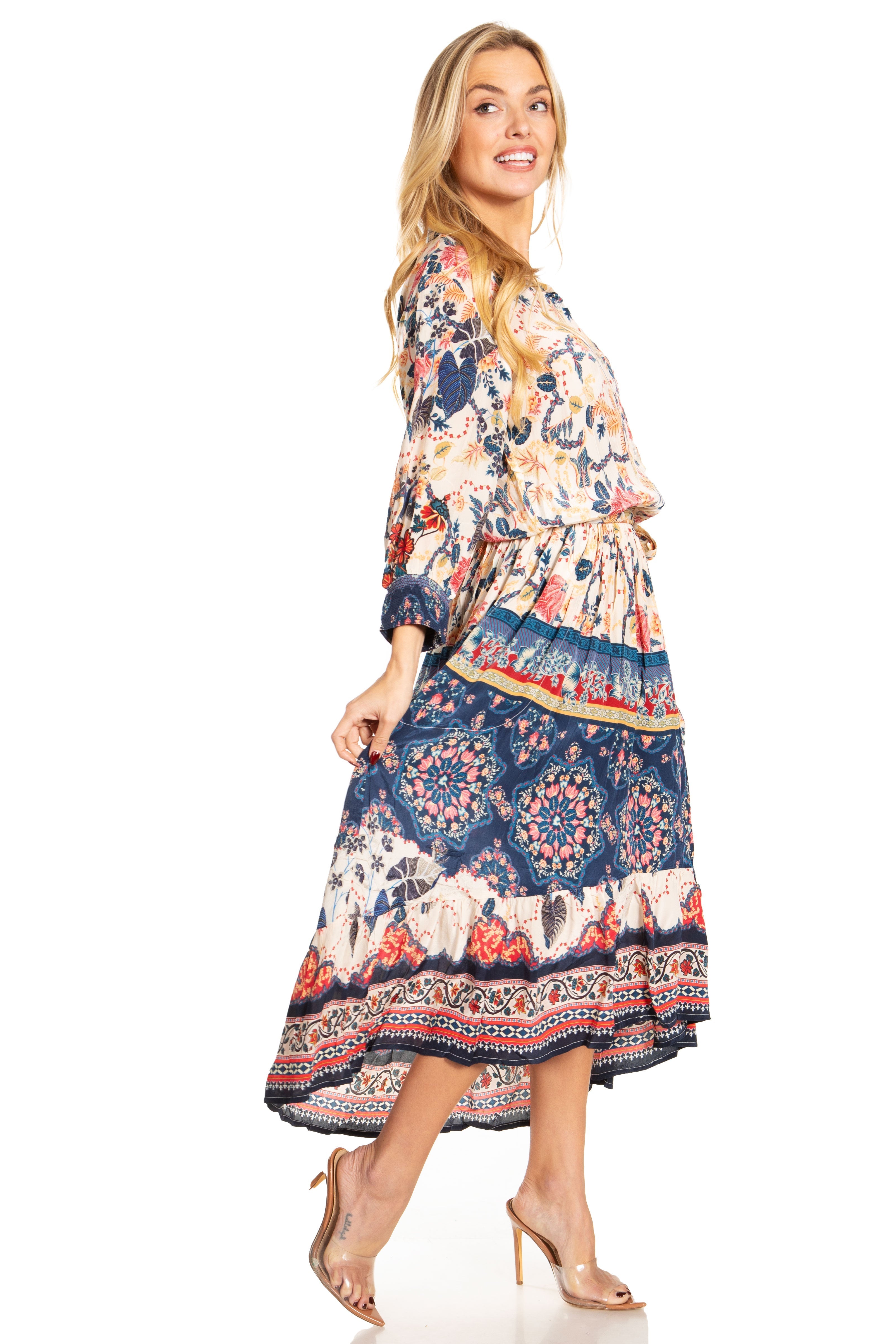 Sakkas Andreas Women's Maxi Dress with Ruffles and Buttons