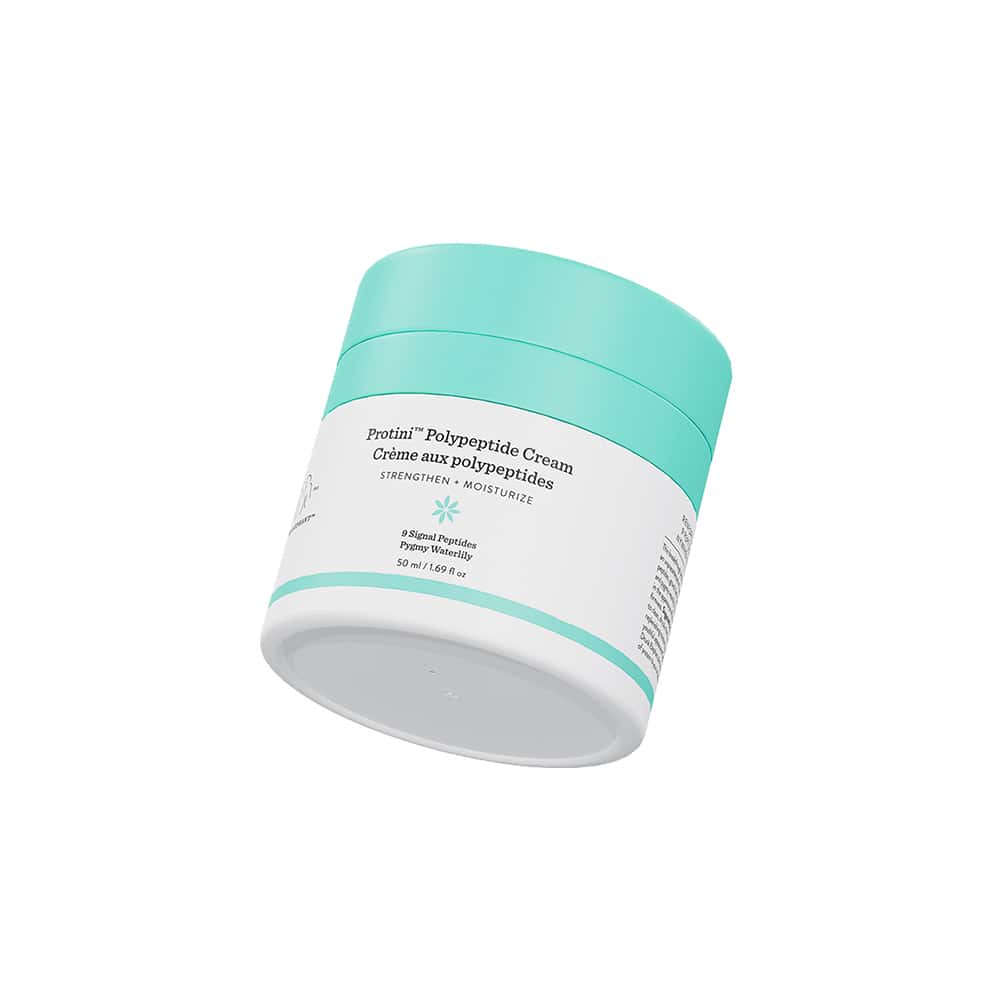 Drunk Elephant Protini Polypeptide Cream jar with turquoise lid and white label